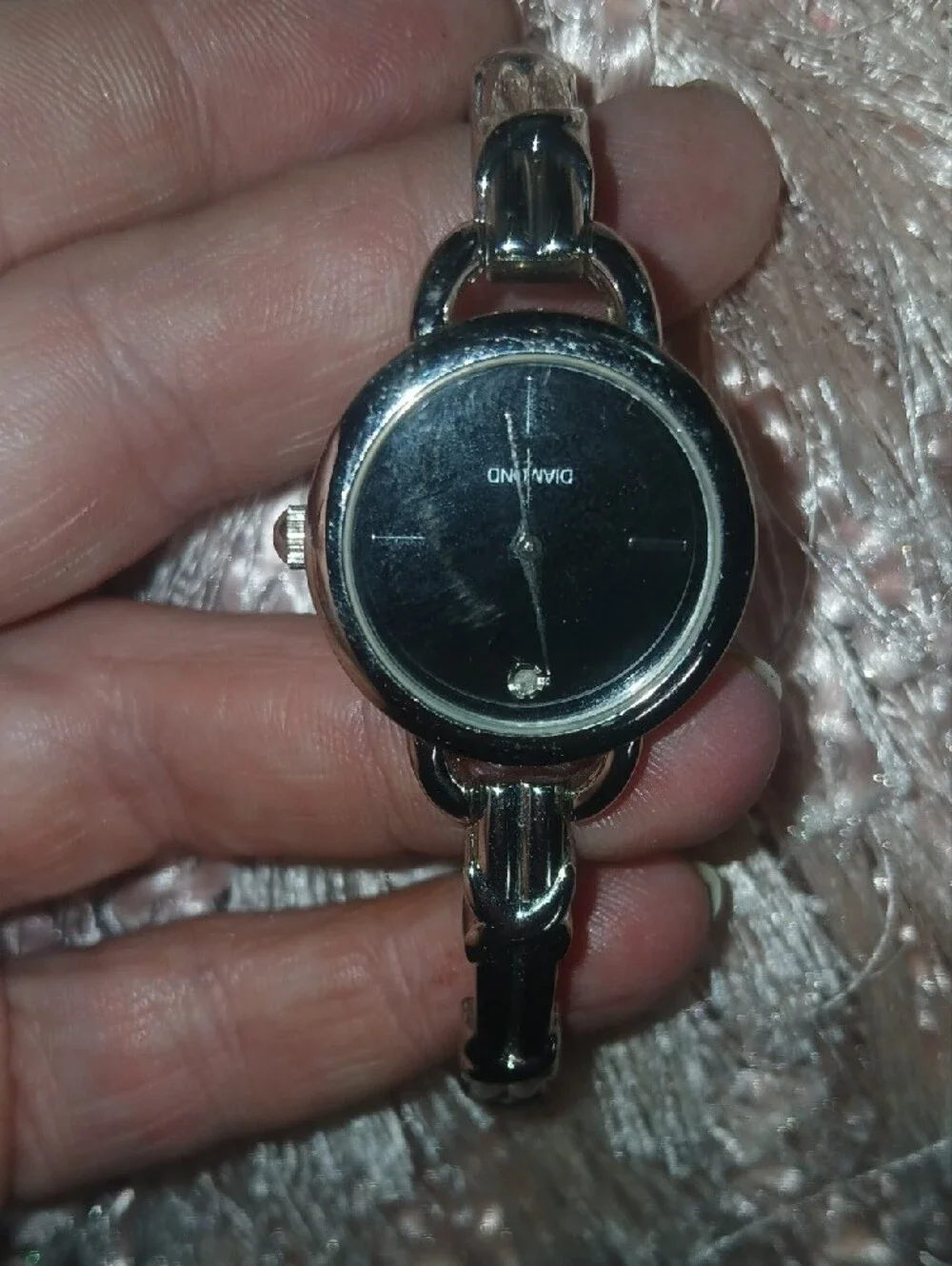 Diamond Vintage 90's Bracelet Watch With Diamond Accent Needs Battery